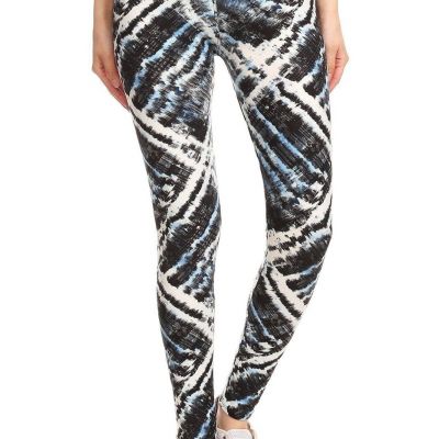 Yoga Style Banded Lined Tie Dye Printed Knit Legging With High Waist